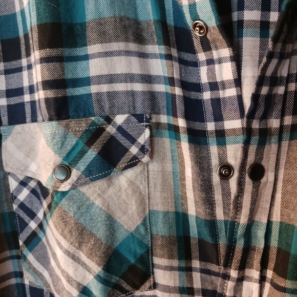 Express Blue Plaid Flannel Mens Shirt Size XL Snap Closures  NWT - Picture 3 of 5